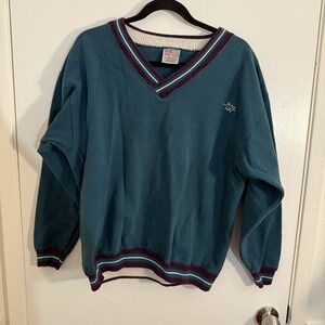 Oneita Power Sweats Vintage Frito Lay Teal V-Neck Pullover Sweatshirt Men's L